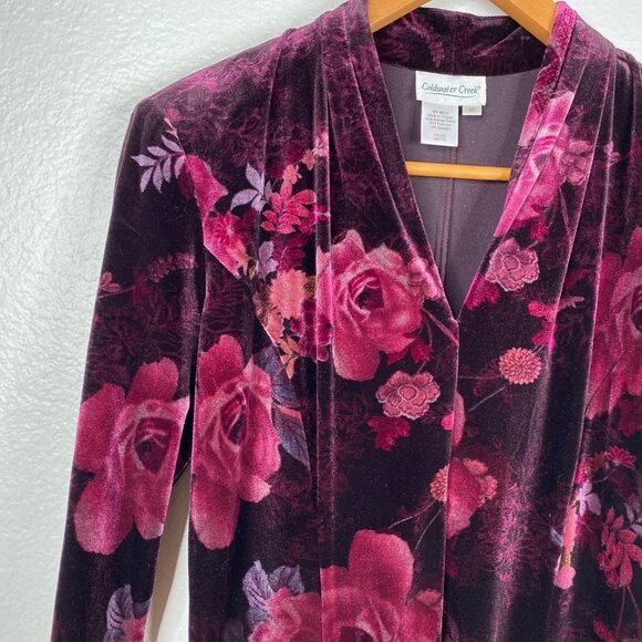 Coldwater Creek Women's Velvet Dark Floral Modest Holiday Dress Purple Size 12 - Picture 5 of 13
